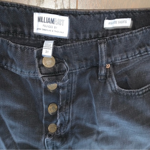 William Rast Faded Black High Rise Distressed Button Fly Denim Shorts - Picture 4 of 7